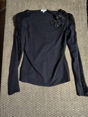 Vintage Cache top Black With Rose Accents Size Small